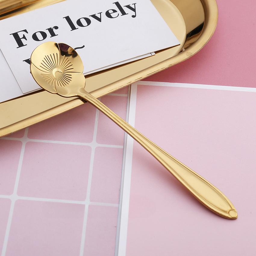 HANYANG Креативная посуда из нержавеющей стали Ложка для цветов с короткой ручкой Бытовая птичье гнездо Десертная ложка Ложка для перемешивания Ложка для цветов вишни