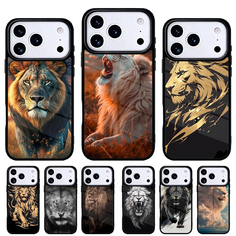 Чехол для телефона 'Свирепый Лев' для iPhone 17 16 15 14 13 Pro Max Задняя крышка для 12 11 Pro Coque