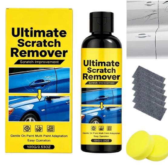 Car Scratch Remover Kit, Quick Fix Removal for Deep Scratches, All Paint Colors Polishing Compound for Cars, 100g/3.53oz (1 Set1 piece, 2 sponges, 6