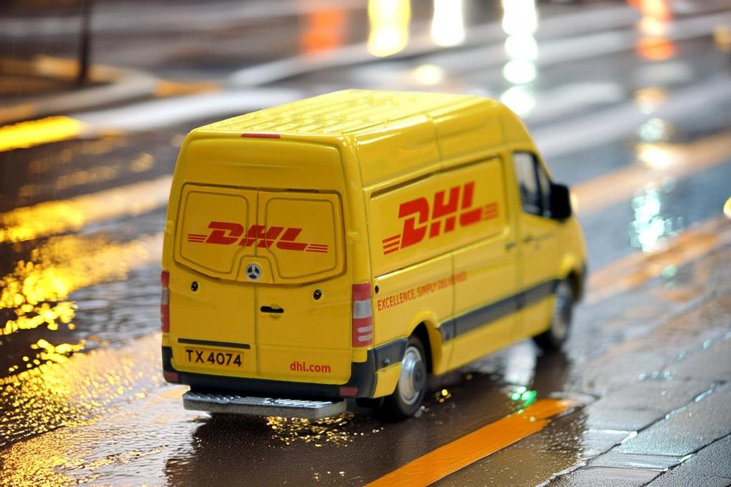 Масштабная модель автомобиля Tiny City Sprinter FL DHL, литой металл 1/76 №90 Mercedes-Benz