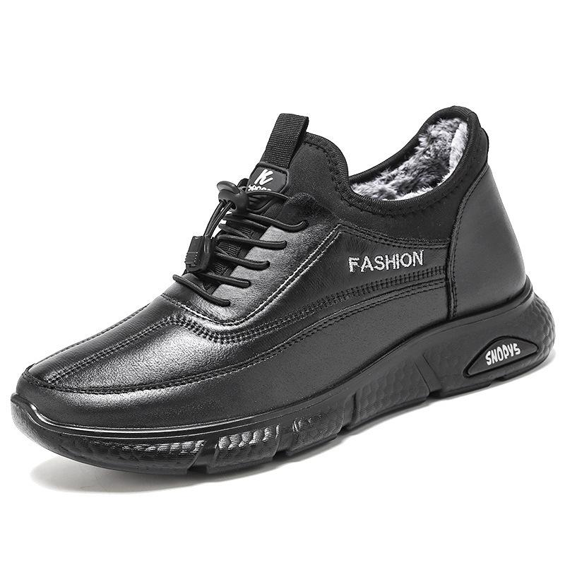 Зимние мужские теплые сноубутсы Модные мужские хлопковые ботинки Повседневные мужские ботинки из ПУ кожи Удобные плюшевые кроссовки