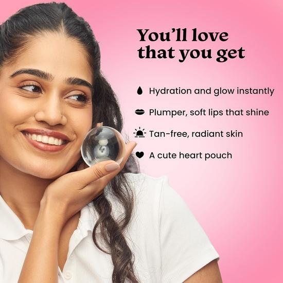 Подарочный набор Foxtale Glow On Heartbeat Skincare | Увлажняющее очищающее средство, маска для лица, удаляющая загар | Удобный для путешествий набор для ухода за собой для сияния кожи