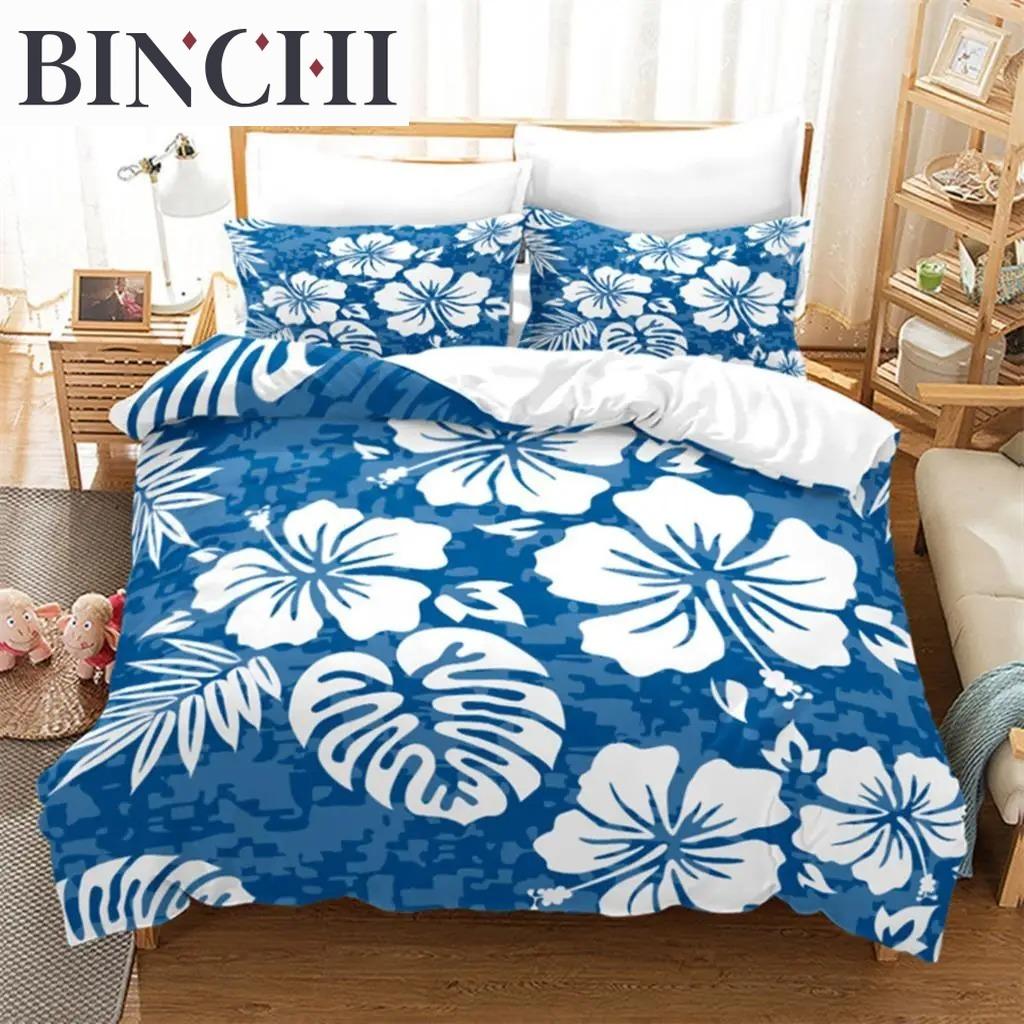 Soft Floral Duvet Cover With Pillowcases Summer Flowers 3D Print Bedding Collection King Queen Size For Adults Kids Girls Teens Decor