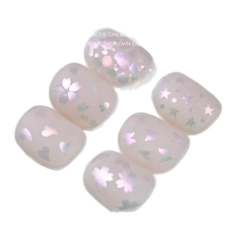 Радужный дизайн ногтей «Русалка»: Мелкие и крупные блестки-пайетки (Бабочка и звезда)