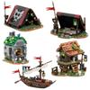 MOC 152293 Пиратская Рыболовная Лодка 153816 Средневековая Палатка 155126 Строительные Блоки Мелких Деталей Печь для Хлеба Маленький Дом Игрушка