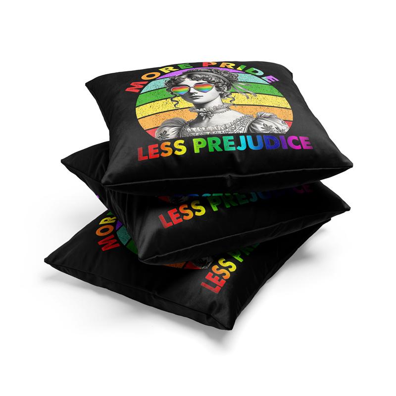 Aertemisi More Pride Less Prejudice Pride Month Lgbtq Square Throw Pillow Cushion Covers Cases Pillowcases 45Cm X 45Cm