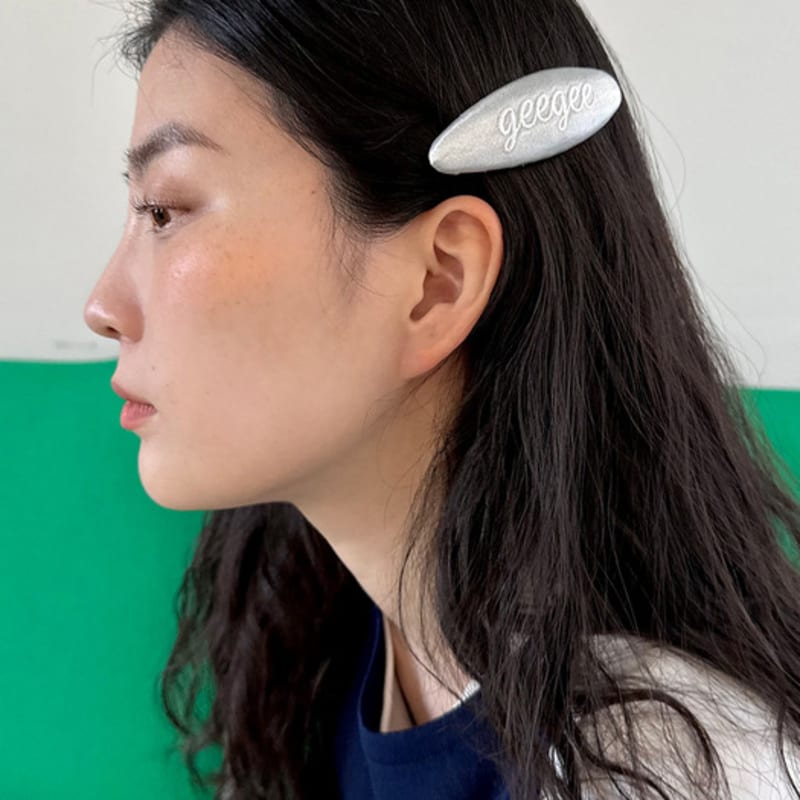 geegee oval satin hair pin - silver