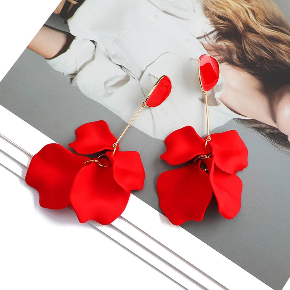 Серьги-кисточки из сплава с розовыми цветами, акриловые длинные висячие серьги-капли, модные женские серьги-капли, женские