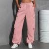Women's Fashion Sport Solid Color Pocket Casual Sweatpants Pants