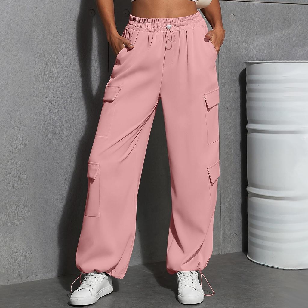 Women's Fashion Sport Solid Color Pocket Casual Sweatpants Pants