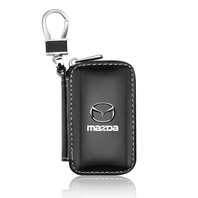 1Pcs Leather Emblem Car Key Case Keychain Zipper Key Case Bag For Mazda CX5 2 CX3 CX9 MX5 RX8 Axela Demio MS CX5 2 Axela Demio Atenza MS GJI GH BK MP