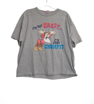 Disney Mens Grumpy Graphic Tee Shirt Gray L
