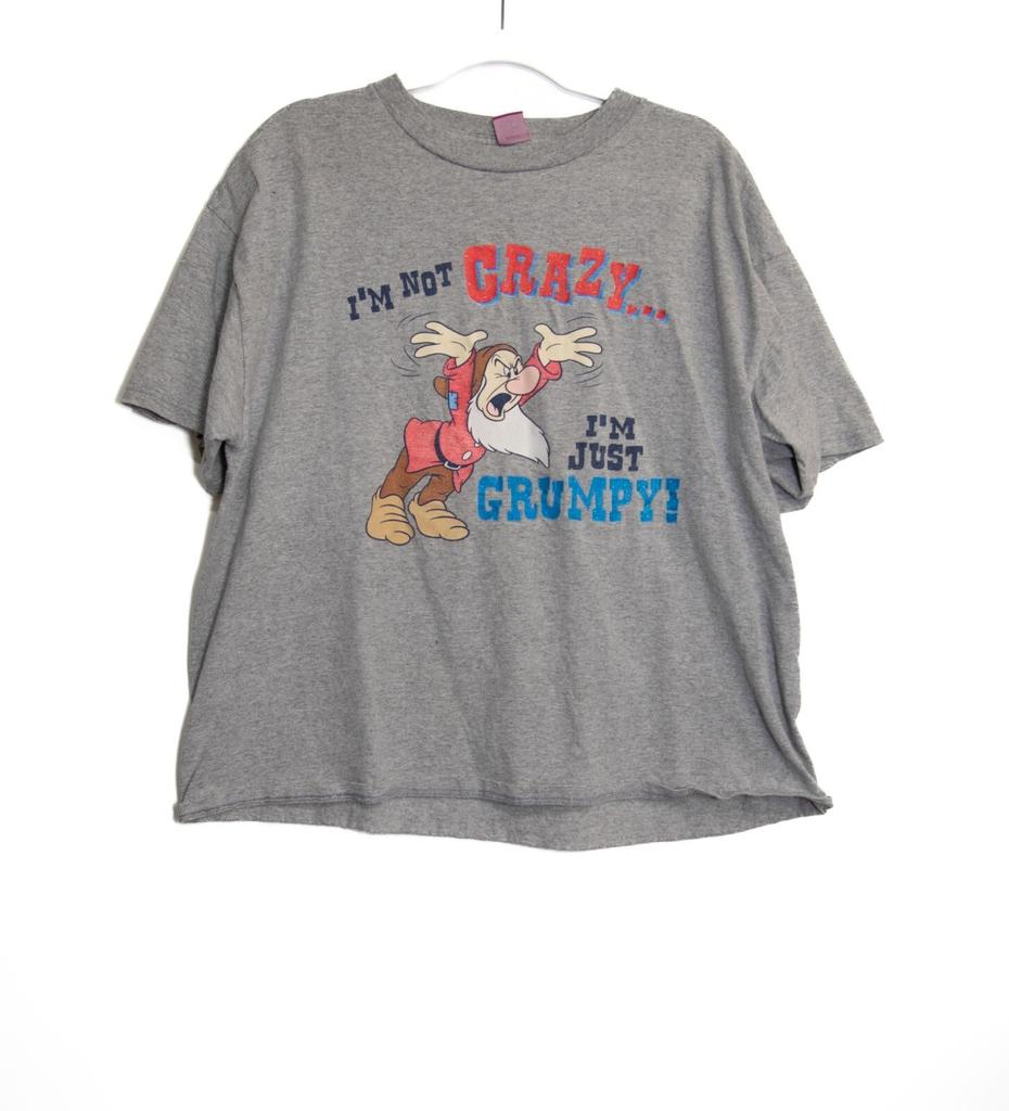 Disney Mens Grumpy Graphic Tee Shirt Gray L