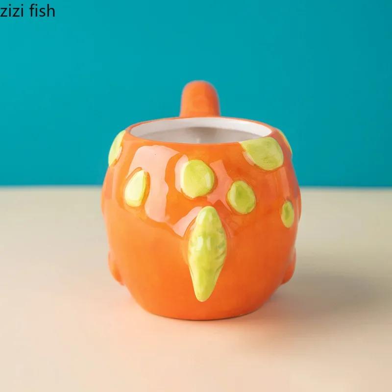 Cartoon Ocean Animal Water Cup Lantern Fish Ceramic Mug Coffee Cups Large Capacity Breakfast Cups Milk Tea Cup Flowerpot Tea Mug