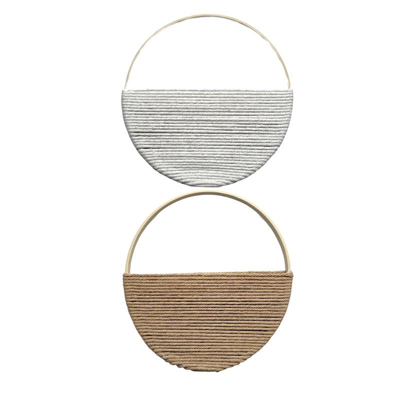 2Pcs/Set Ideal Bohemian Circular Chic Hand Woven Wall Hanging Cotton Rope Home Decor Tapestries