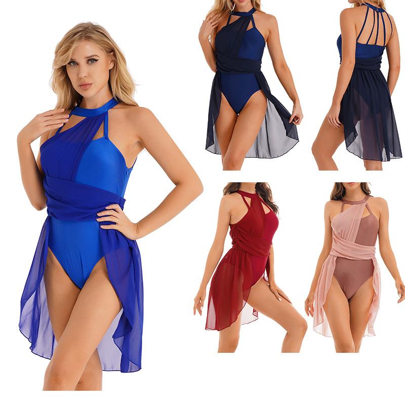 Женское балетное танцевальное платье для взрослых, гимнастика, лирический современный танец, костюмы балерины, одежда, сценическое трико, платье