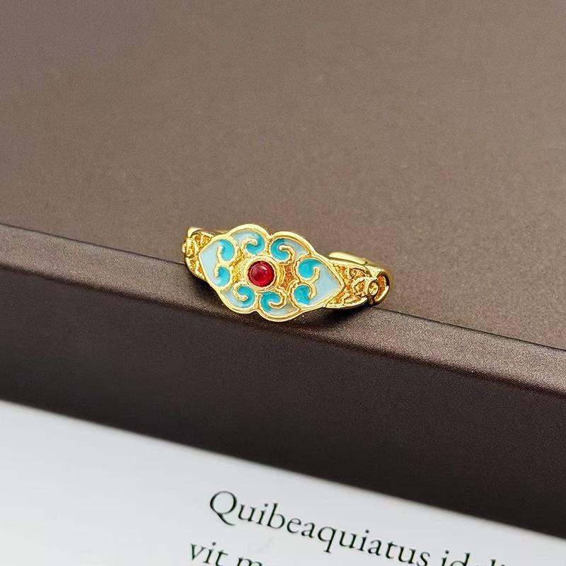 Эмалированное Кольцо-Кольцо Открытое Женское Легкая Роскошь Высококлассное Кольцо на Указательный Палец Модное Персональное Нишевое Дизайнерское Кольцо