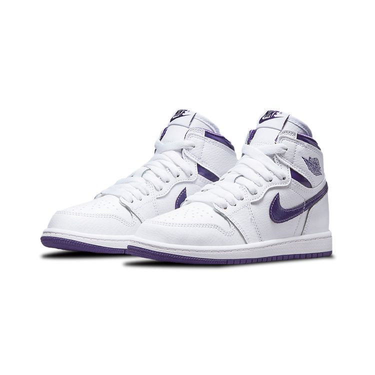 Air Jordan 1 Retro High OG PS Court Purple Детские кроссовки Белые CU0449-151