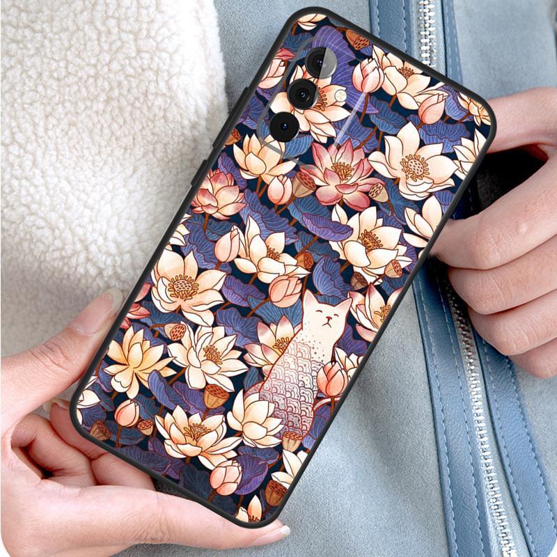 Чехол для телефона Цветок лотоса для Samsung Galaxy A55 A35 A25 A15 A51 A71 A12 A32 A52 A13 A33 A53 A14 A34 A54