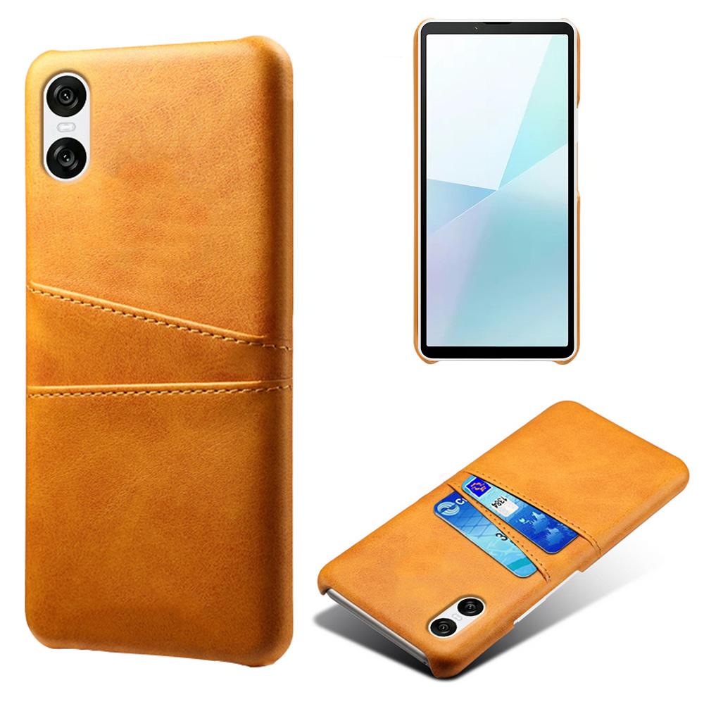 Для Sony Xperia 10 VI Чехол с кожаным покрытием PC Phone Cover Задняя крышка с двумя слотами для карт