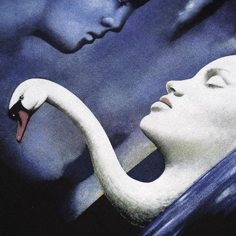 2024 Summer Swan Cotton Short Sleeve Unisex Hip Hop Loose Fit T-shirt for Couples