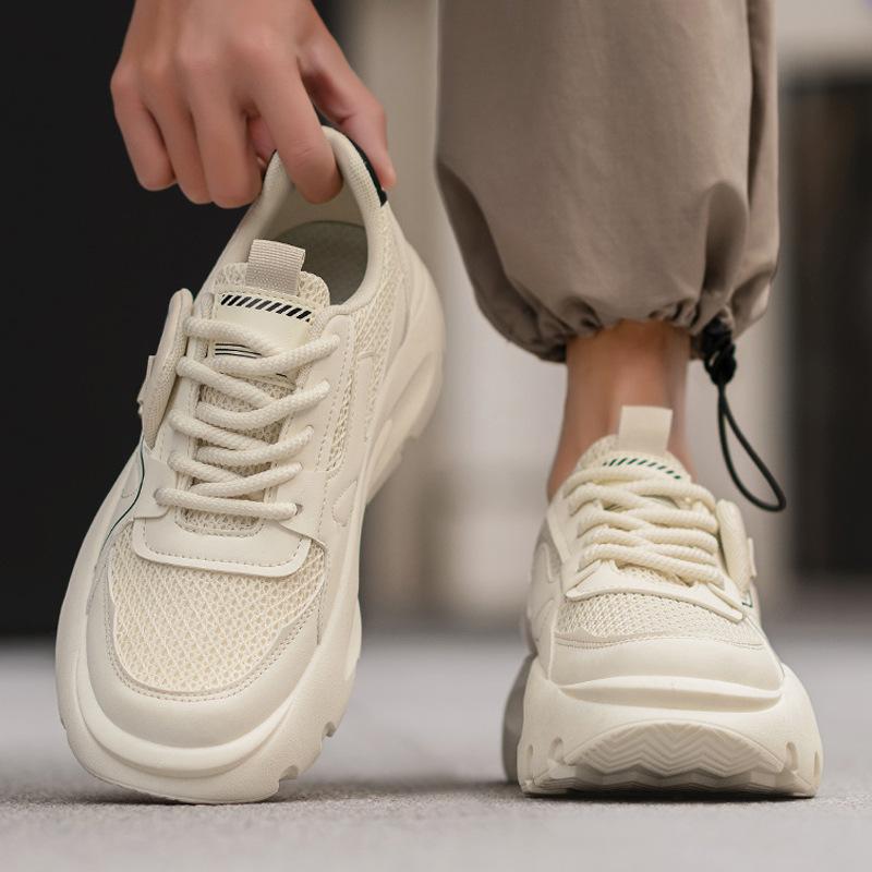 Мужскую обувь можно носить в любое время года, новая модная универсальная дышащая шнуровка с круглым носком, на толстой подошве, спортивная и для отдыха, цветная, удобная