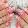 3D Three-dimensional Wearable Nails Pink Gradient Flower Polka Dot Manicure French Shell Dot Diamond Wearable Nails