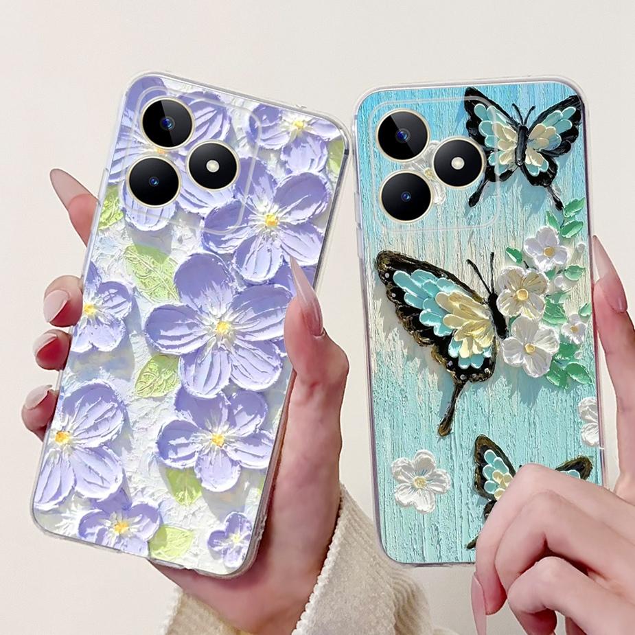 For Realme Note 50 Case RMX3834 Cute Cat Painted Cover Clear Silicone Soft TPU Phone Case For Realme Note 50 Note50 Fundas Coque