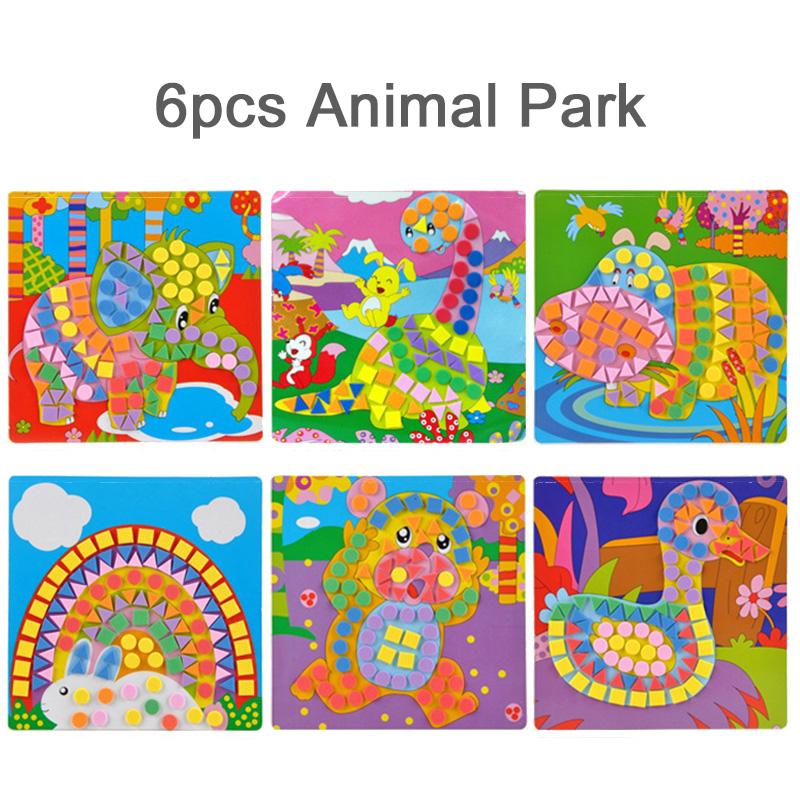 6 шт./лот Детские 3D мозаики из ЭВА, липкие, для самостоятельного изготовления, из пенопласта, ручная работа, мультяшные узоры, креативные развивающие игрушки для детей TMZ