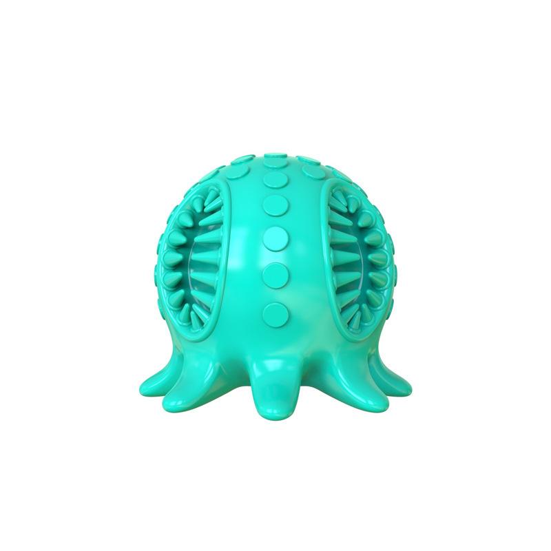 Octopus Shaped Squeaky Dog Chew Toy Bite Resistant Rubber Puppy Toy Teeth Cleaning Gum Care Interactive Pet Toy for