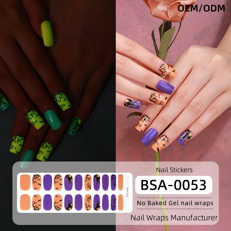 Hot Sale Autumn Winter Design Press-On 22 Gel Nail Wraps Strips No UV Lamp Free Baked Fully No Baked Cured Gel Nail Stickers