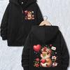 Funny Capybara Love Casual Hoodie Jacket for Boys Girls Zipper Winter Autumn Trendy Cartoon Zip Up Sweatshirts Unisex Kids