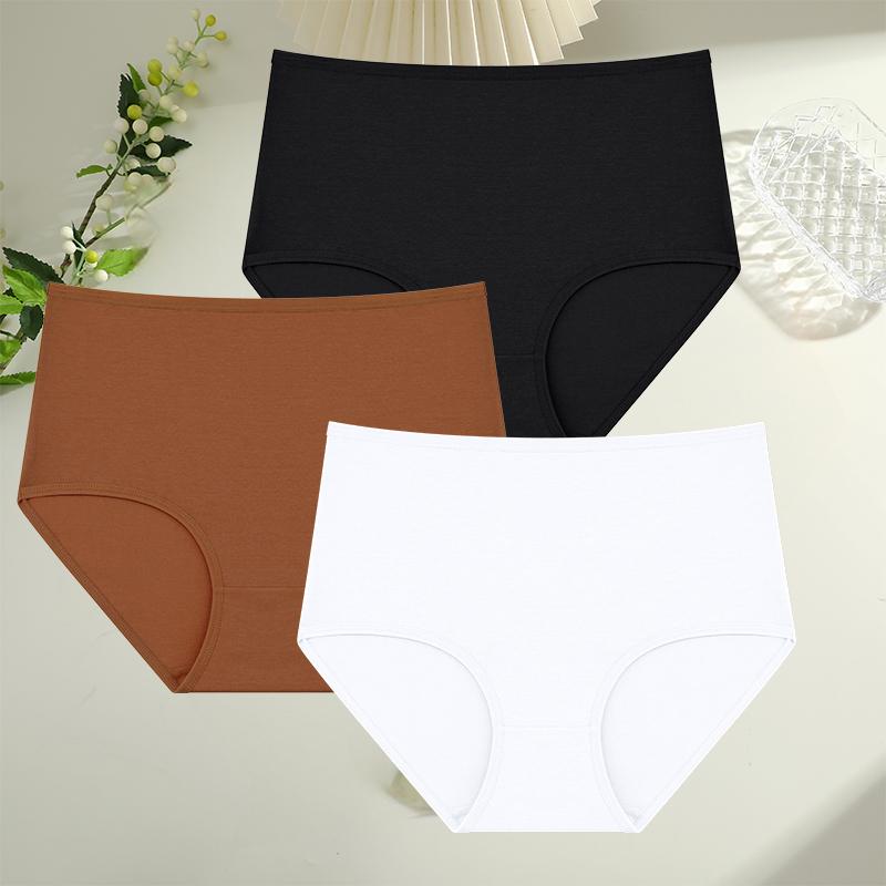 FINETOO 3 шт. Женские трусики с высокой талией, бесшовное нижнее белье из хлопка, женское дышащее сексуальное нижнее белье S-XXL, удобные трусы