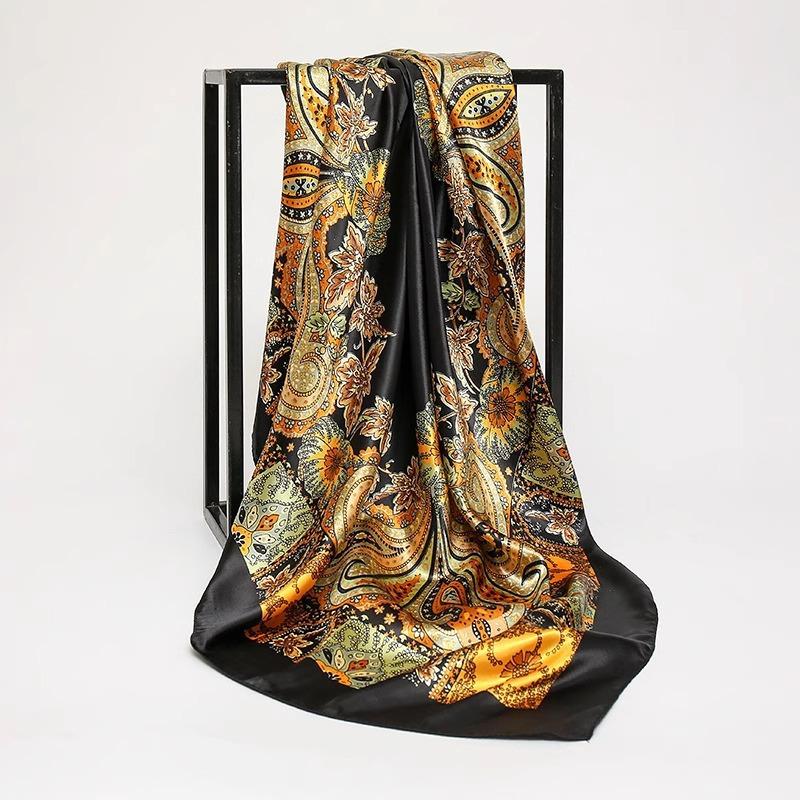 S 90*90 см Квадратные шелковые платки Женские хиджабы Шали Модный принт Женский головной платок Платок Бандана Пляжный парео