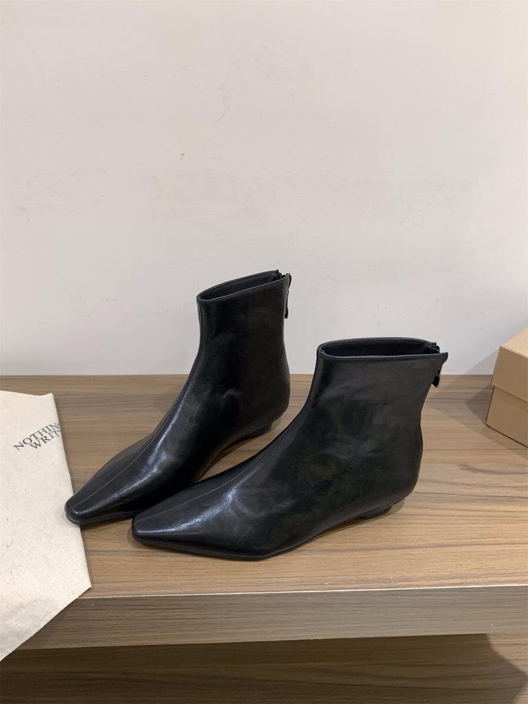 Ботильоны женские на толстом каблуке с острым носком тонкие коричневые короткие ботинки 2025 новый темперамент с юбкой осень и зима французские маленькие ботильоны