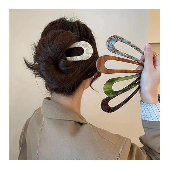 U-Shaped Hair Sticks, 5-Piece Set, Tortoiseshell Pattern, Elegant Hair Accessories for Updos, Bun Hairstyles, Women's Hairpins for Everyday Wear,