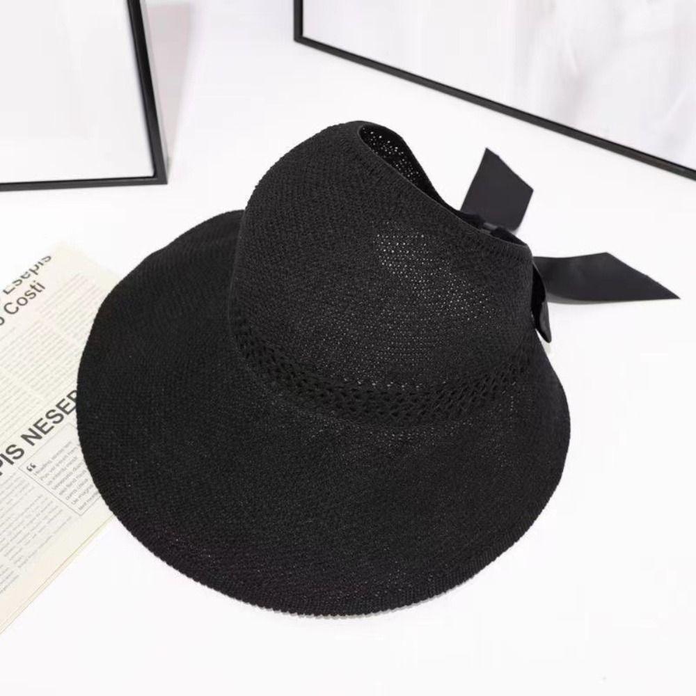 UV Protection Wide Brim Hat Ponytail Scallop Cap New Crochet Hat  Women