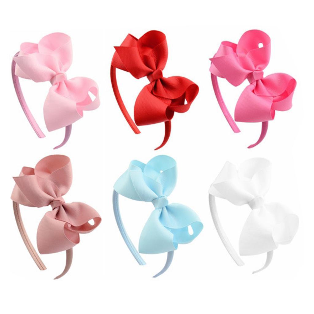 6 Pack Hair Bows Plastic Hair Headband Grosgrain Ribbon Headbands Hair Hoops Hair Accessories for Baby Girls Kids