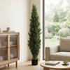 Set of 2 Decorative Artificial Plants Cypress in Weighted Pot, Fake Plant with 2035 Leaves, 150 cm