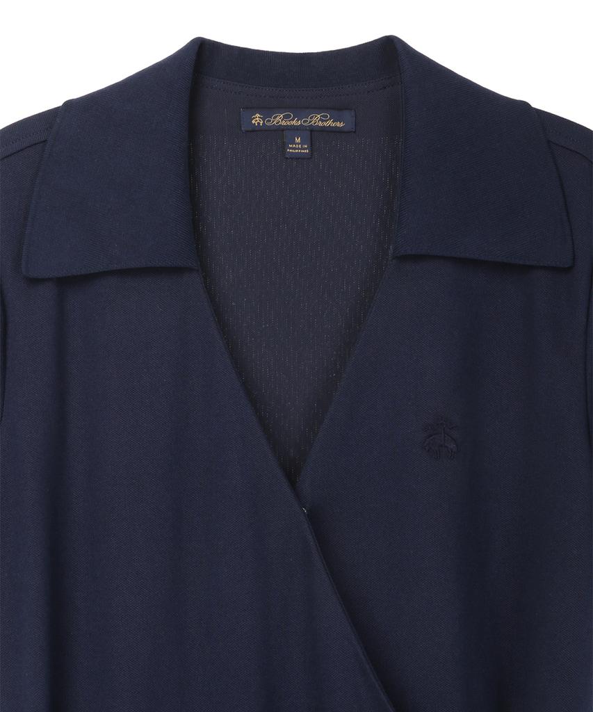 Хлопковое пике Brooks Brothers, платье-поло с запахом (военно-морской флот) (Bbdzwm7344Qes)