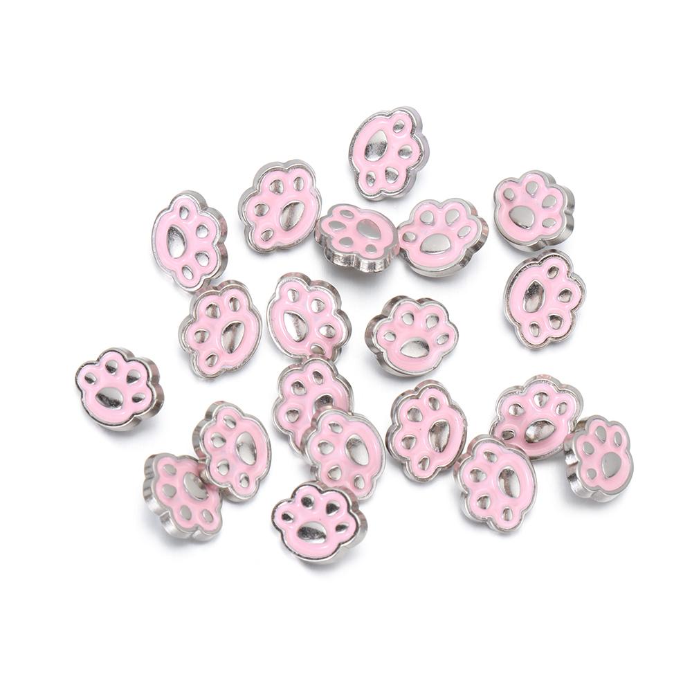 20pcs 8mm Cat Paw Pattern Craft Mini Buttons Clothing Sewing Buckle DIY Doll Clothes Metal Buckles