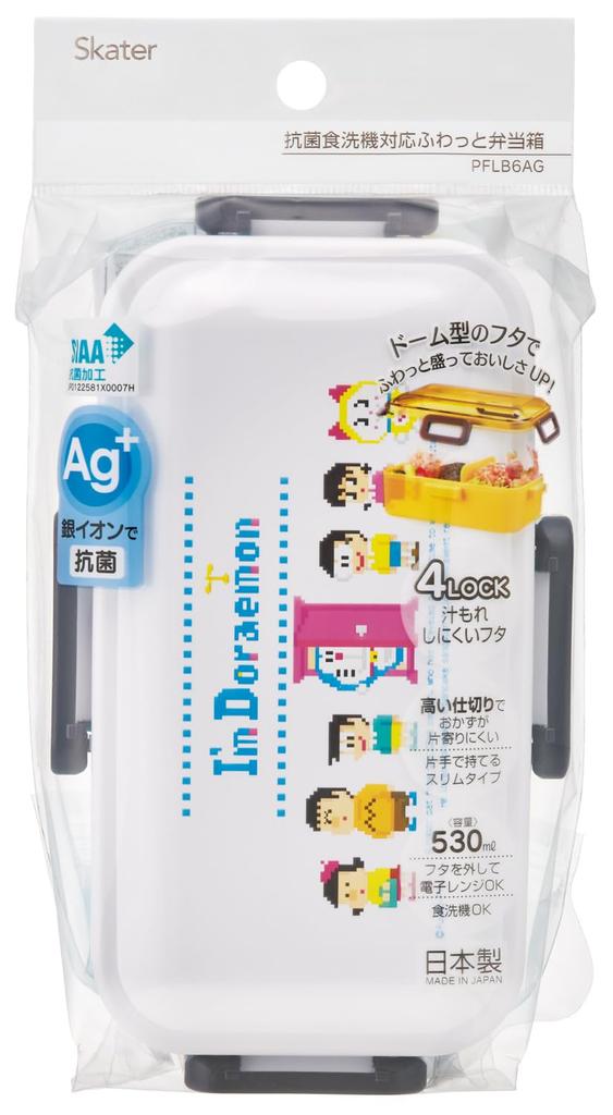 Skater Bento Single for Made in with Dishwasher and Microwave Sanrio Doraemon Dot Box, 530ml, Tier, Women, Japan, Leak-Resistant 4-Point Lock, Safe,