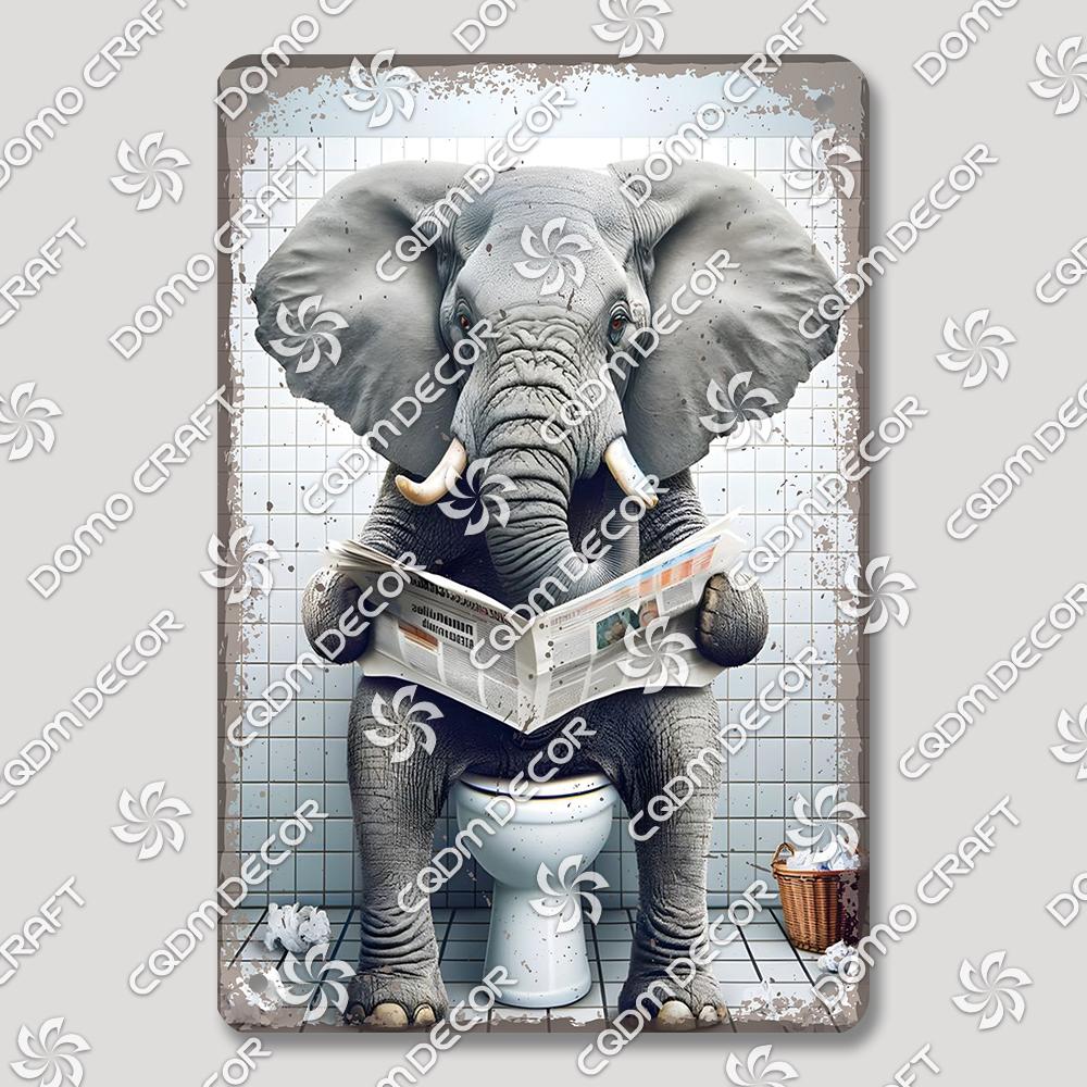 Забавная туалетная жестяная табличка Винтажный металлический постер Кролик Енот Кошка Собака Металлические таблички Ретро настенный декор для кафе ванной дома