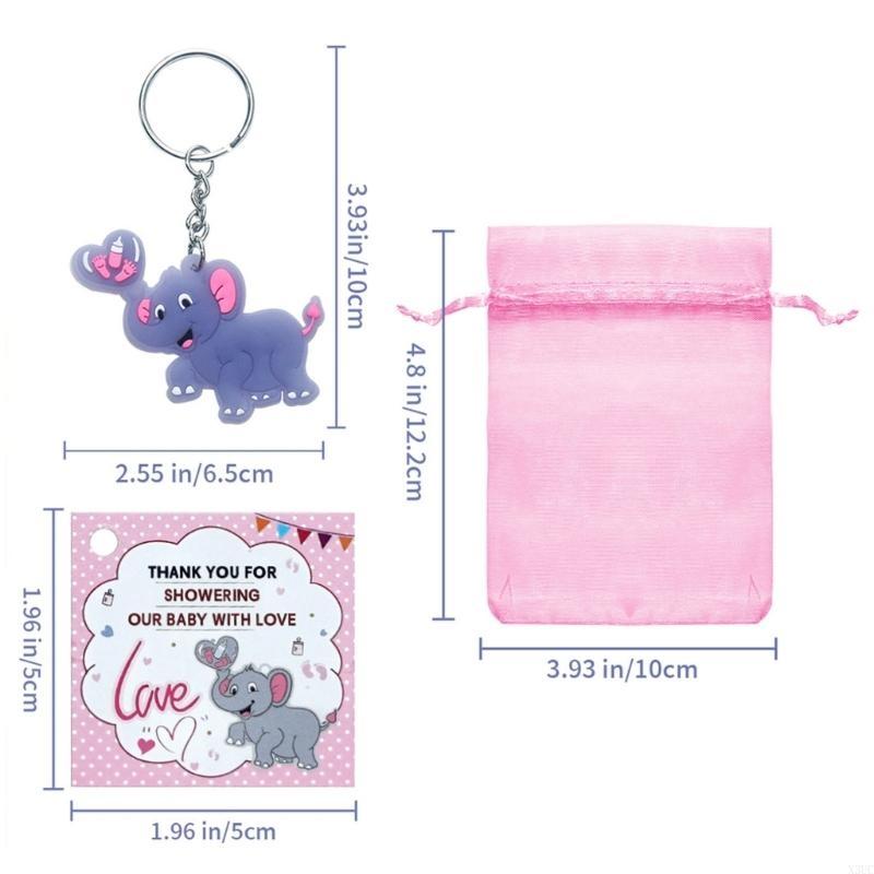 Baby Shower Elephant Keychain 24 Pack with Organzas Gift Bag Guest Return Gift X3UC