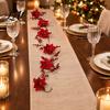 Artificial Red Berry Vine Christmas Poinsettia Garland 100cm for Flexible Decorative Rattan Front Door Wall Hanging Decoration Festive Holiday Home