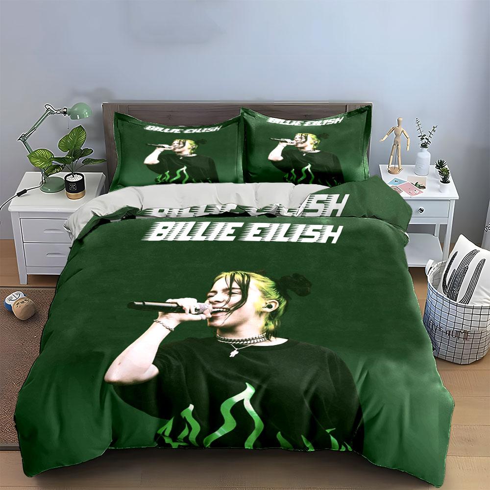 Постельное белье Billie Eilish Зеленое Комплект постельного белья Пододеяльник Комплект пододеяльника Наволочки (1*Пододеяльник 2*Наволочки, без одеяла)
