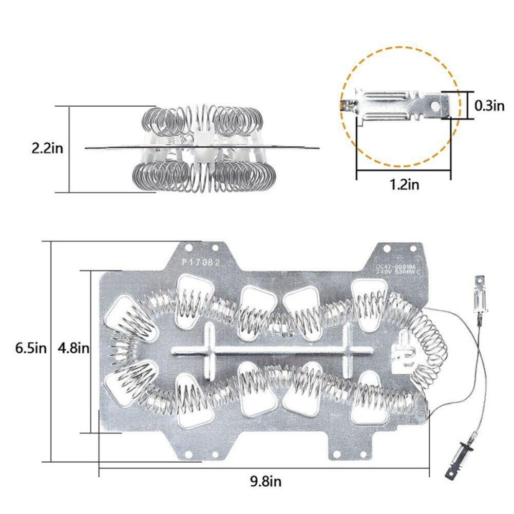 Комплект для замены нагревательного элемента сушилки Samsung DC47 00019A, включая термостат и термопредохранитель для надежного ремонта сушилки