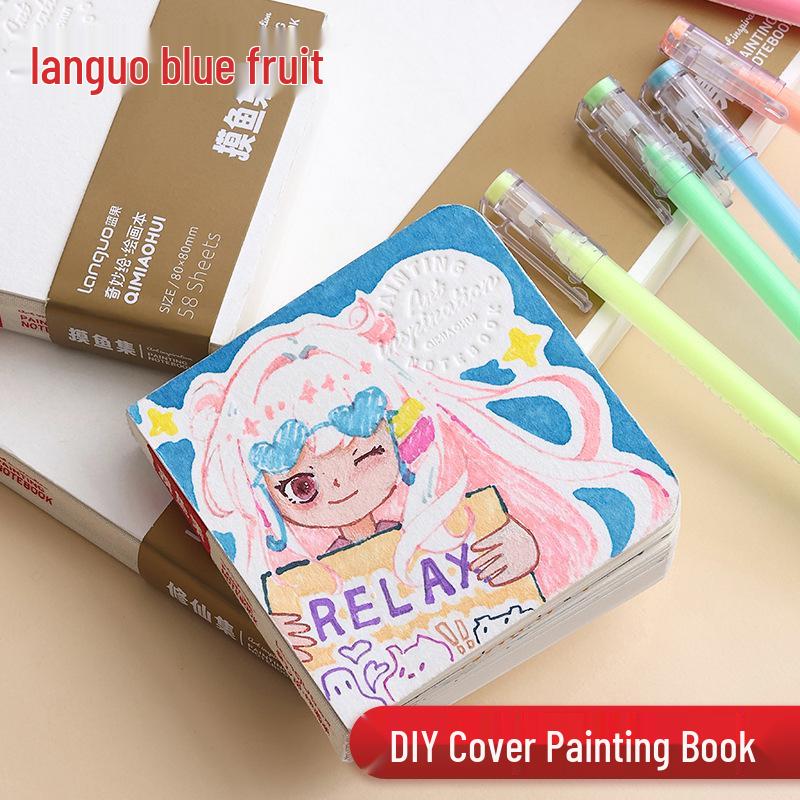 Синяя книга для каракулей и рисования с фруктами: 200 г Extra Thick Blank Acrylic Card Paper для рисования