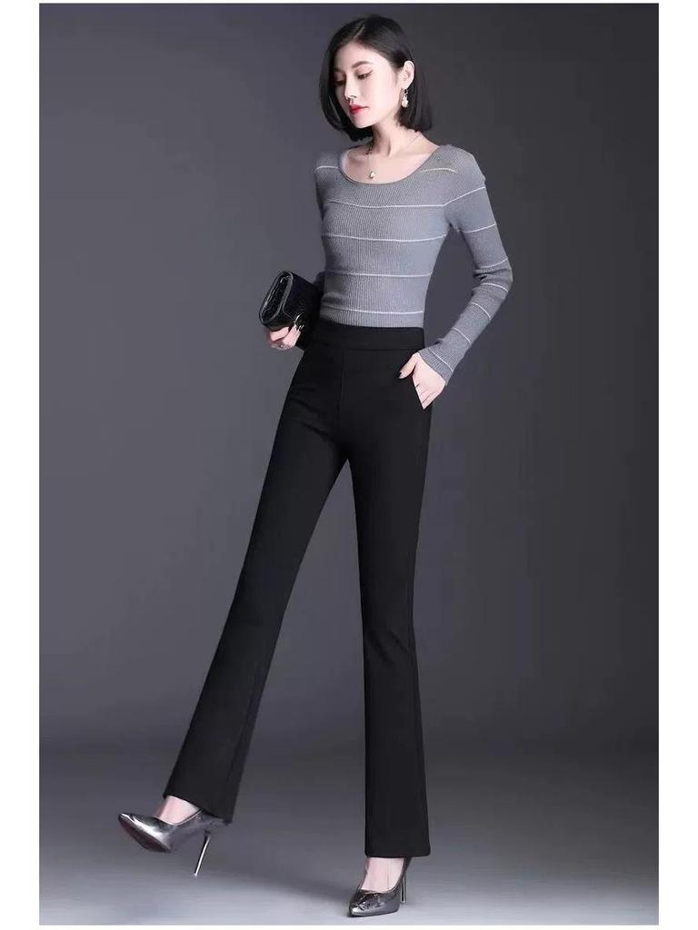 Winter Warm High-Waisted Flared Pants for Women, Plus Size, Straight Leg, Casual Suit for Spring and Autumn 2024