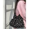 Ins Single Shoulder Floral Bag Black Bow Pink Printed Canvas Bag Student Shopping Bag Tote Bag